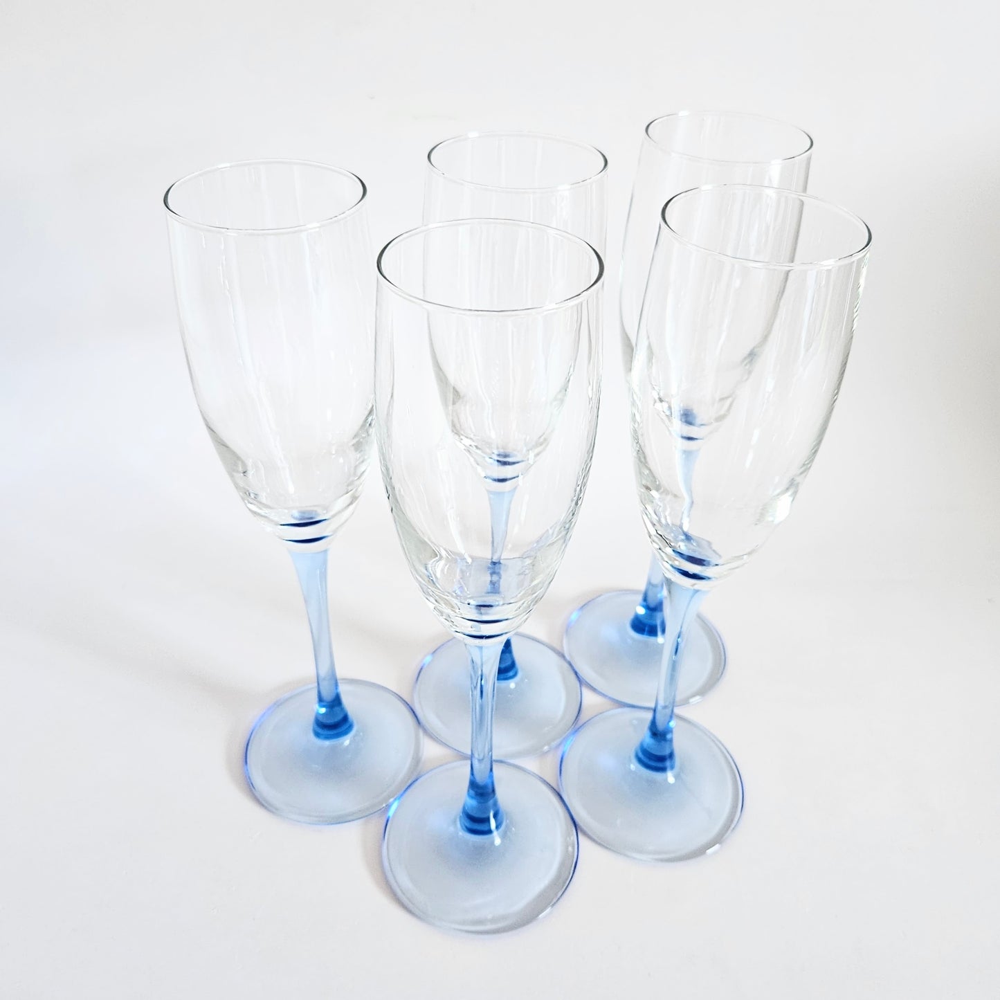 flûtes à pied bleu clair vintage, Luminarc France x2