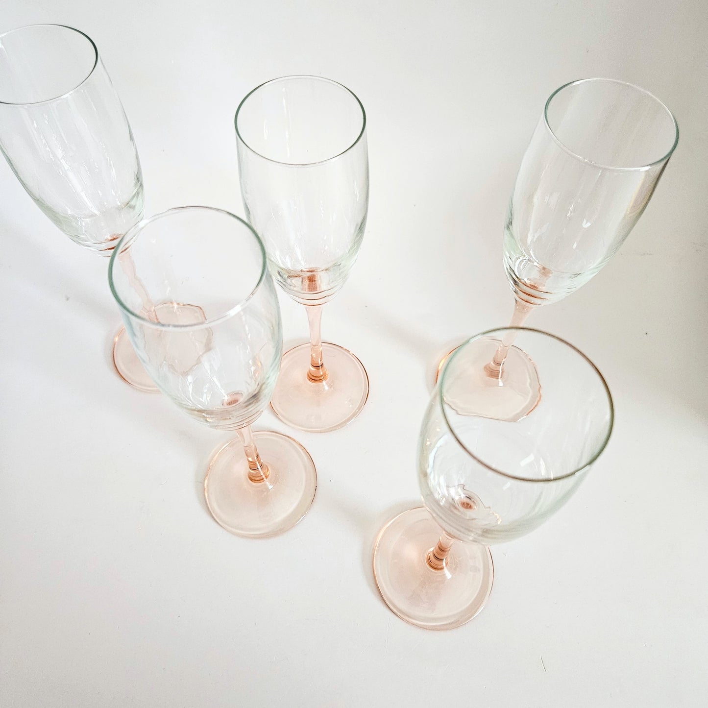 flûtes à pied rose vintage Luminarc x2