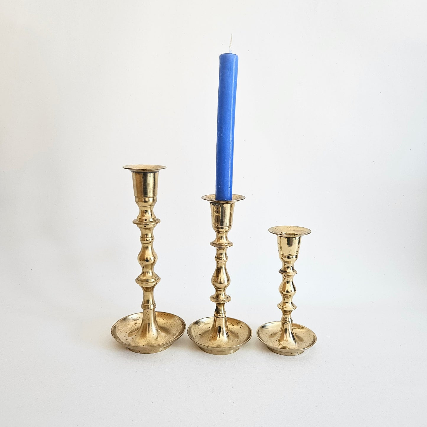 bougeoirs vintage en laiton x3