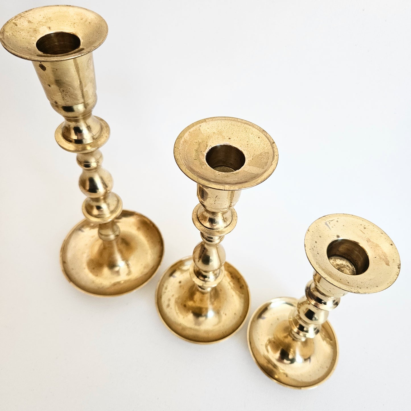 bougeoirs vintage en laiton x3