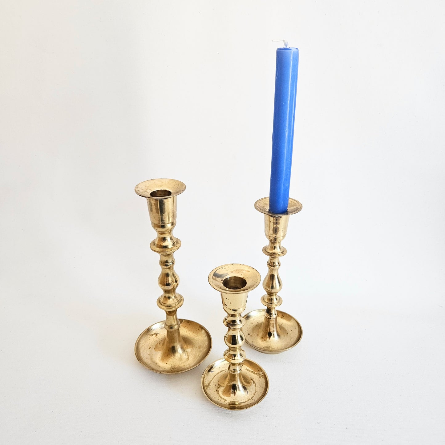 bougeoirs vintage en laiton x3