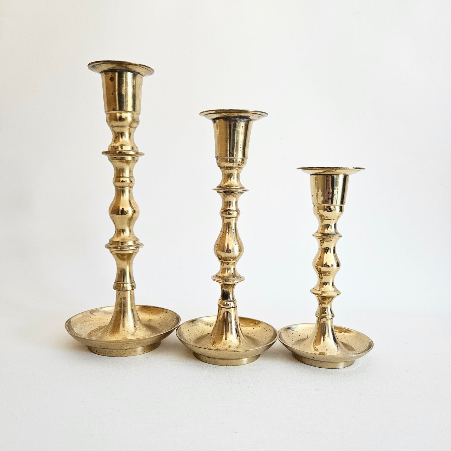 bougeoirs vintage en laiton x3