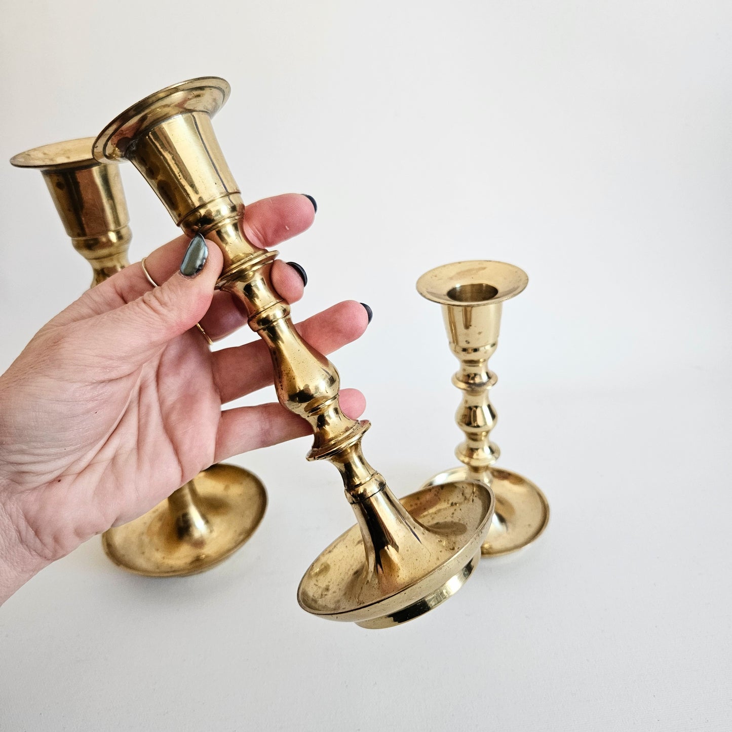 bougeoirs vintage en laiton x3