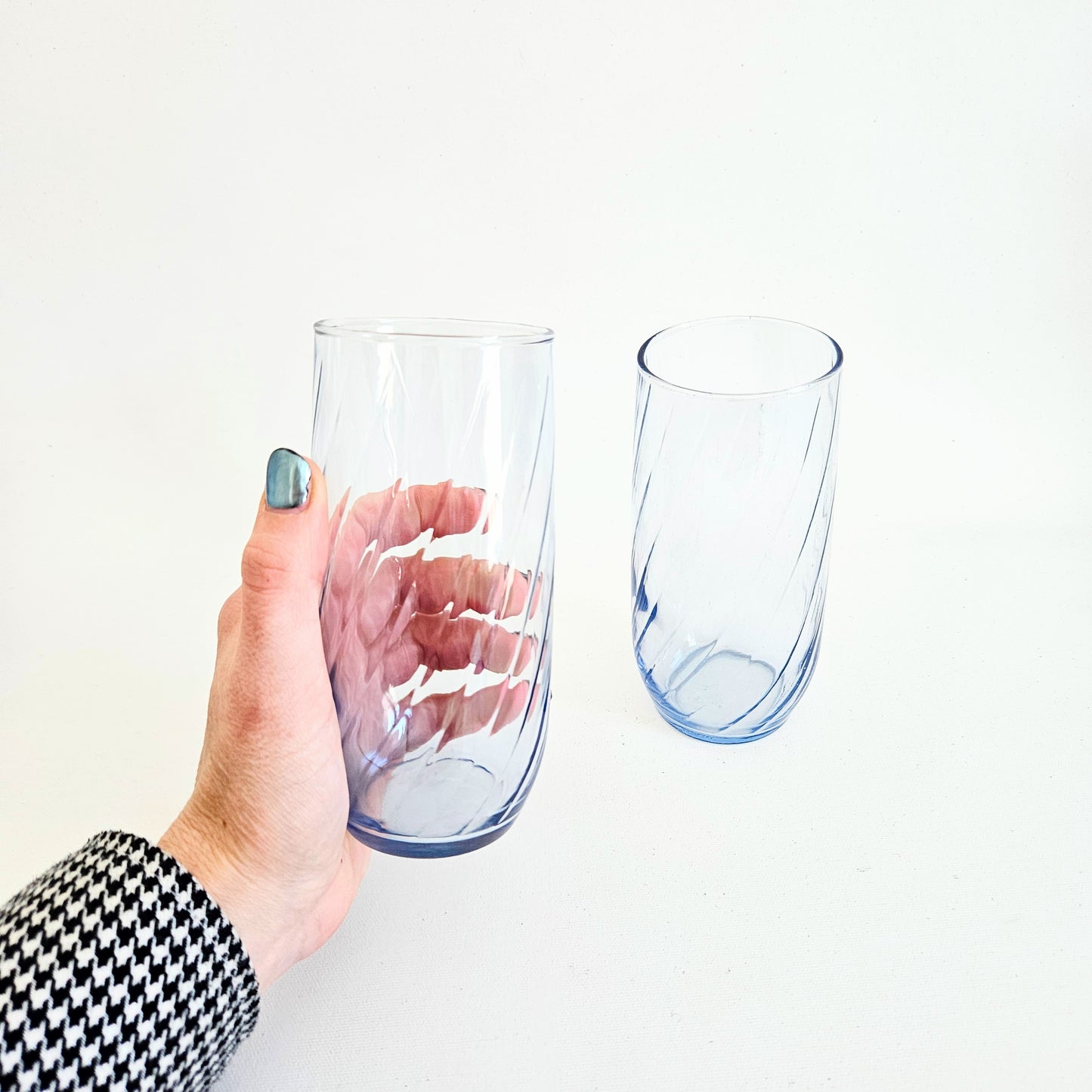verres high ball swirl bleu x2