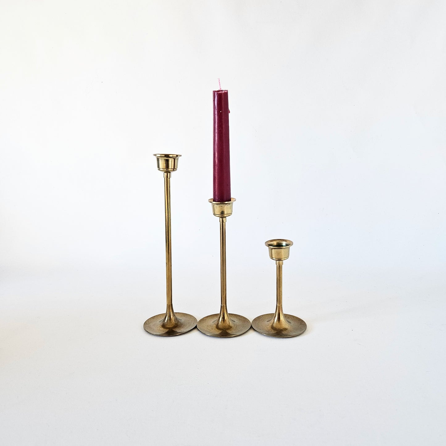 bougeoirs vintage en laiton x3