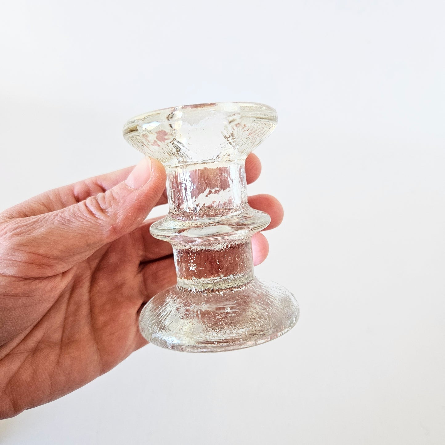 bougeoir en verre texturé