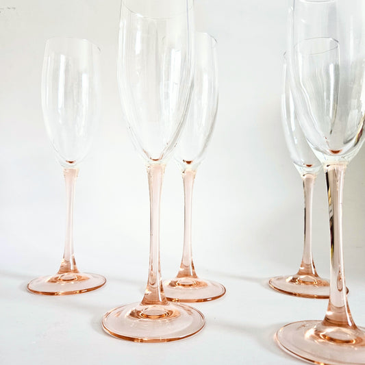 flûtes à pied rose vintage Luminarc x2