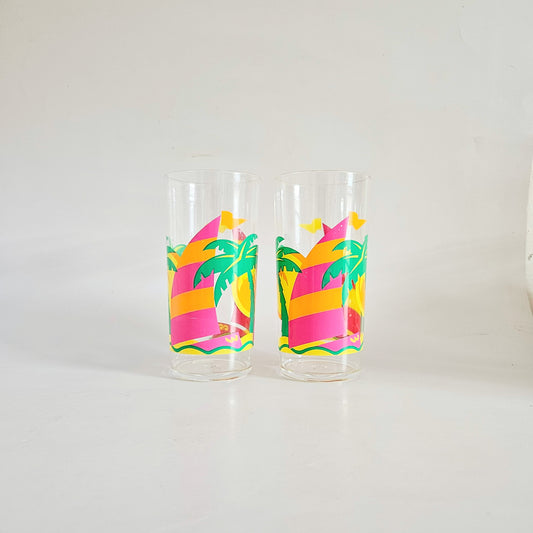 verres 1990s Palmiers x2