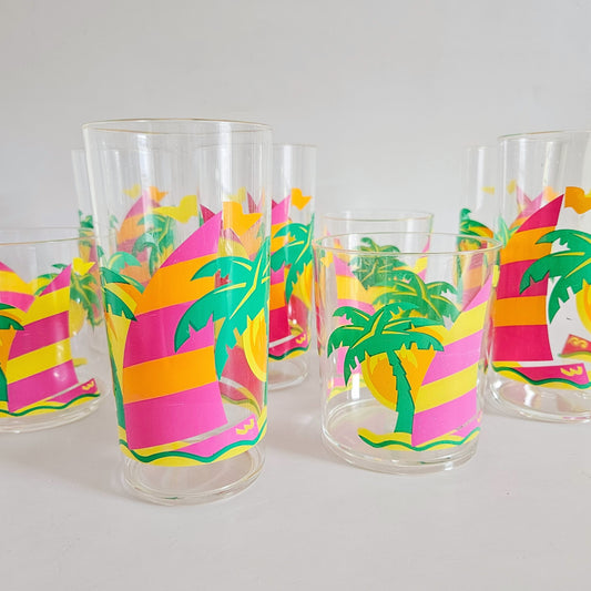 verres 1990s Palmiers x2