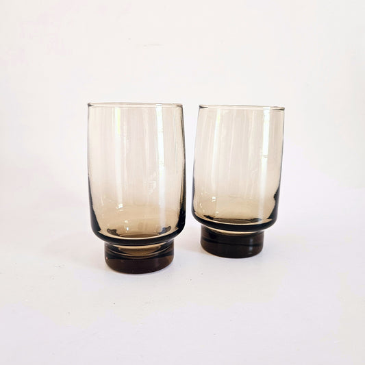 verres fumés vintage Libbey x2