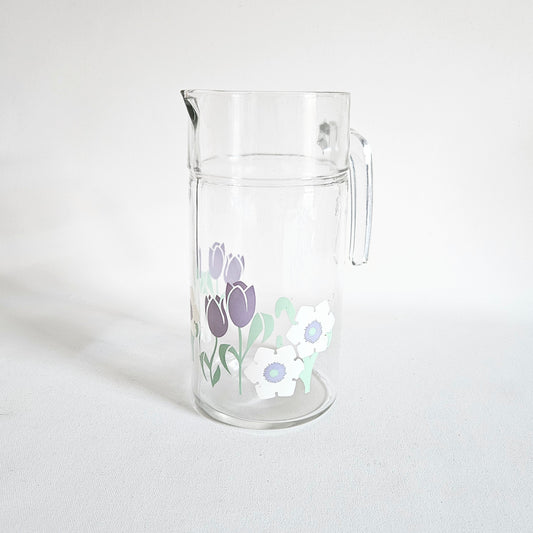 pichet Tulipes vintage en verre