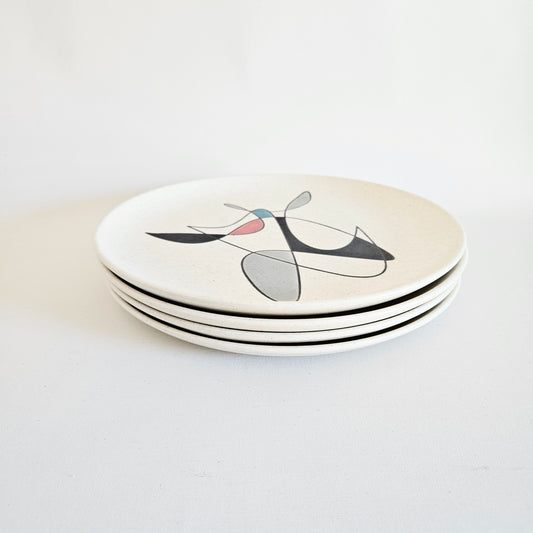 assiettes vintage en céramique Poppytrail x4