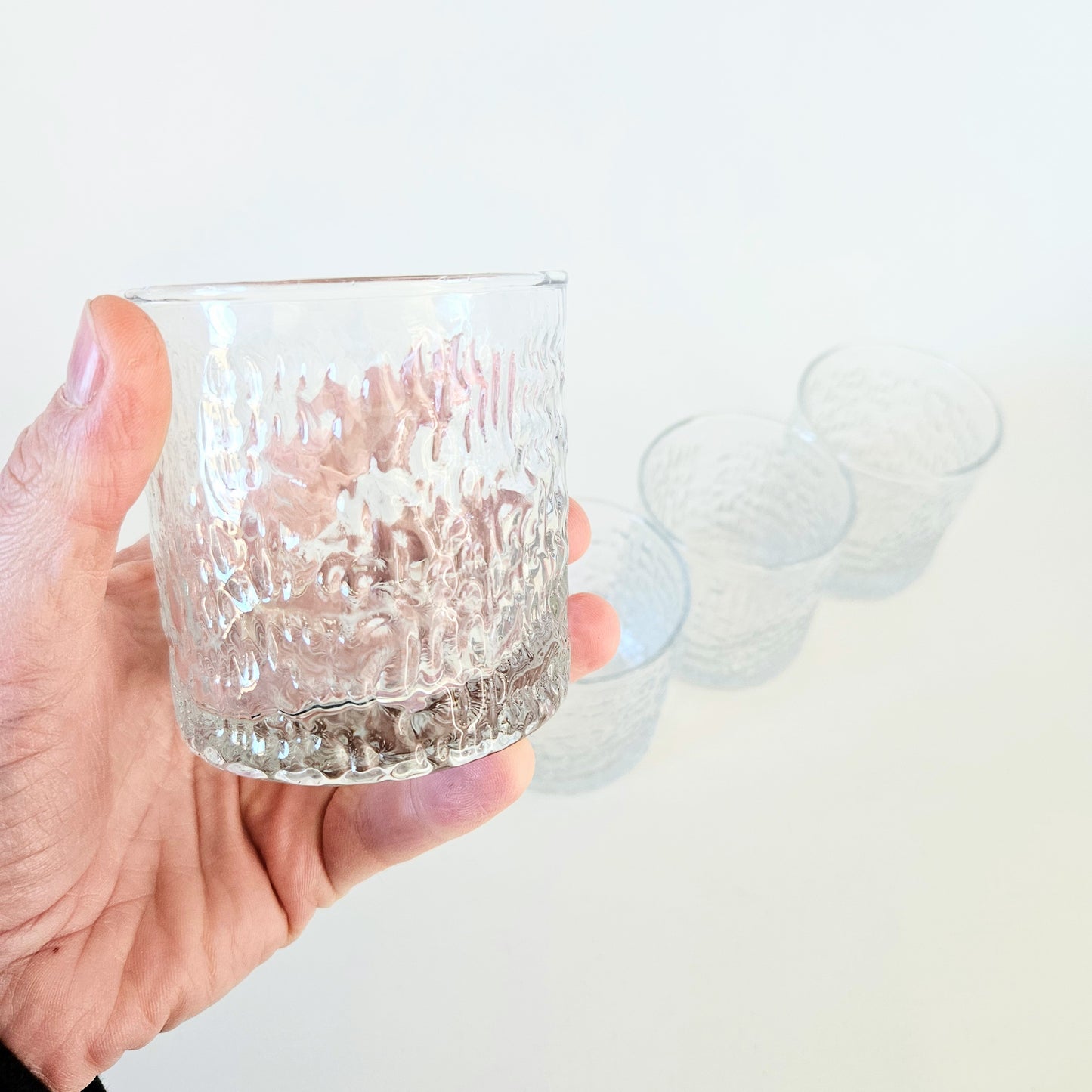 verres texturés midcentury x4
