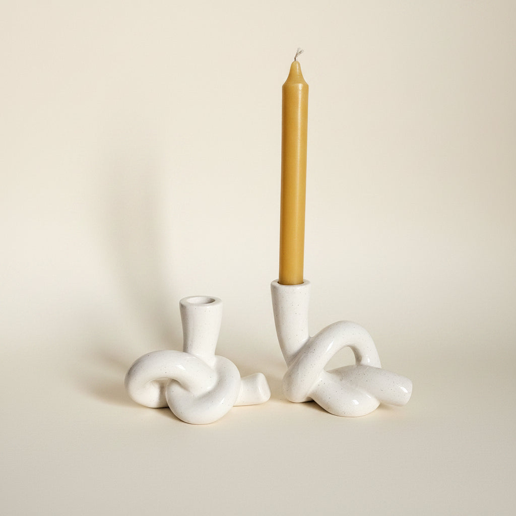 bougeoirs Torsade en céramique x2