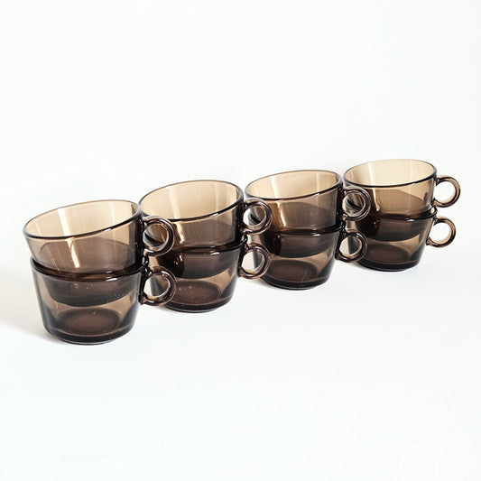 tasses en verre fumé, Vereco France x2