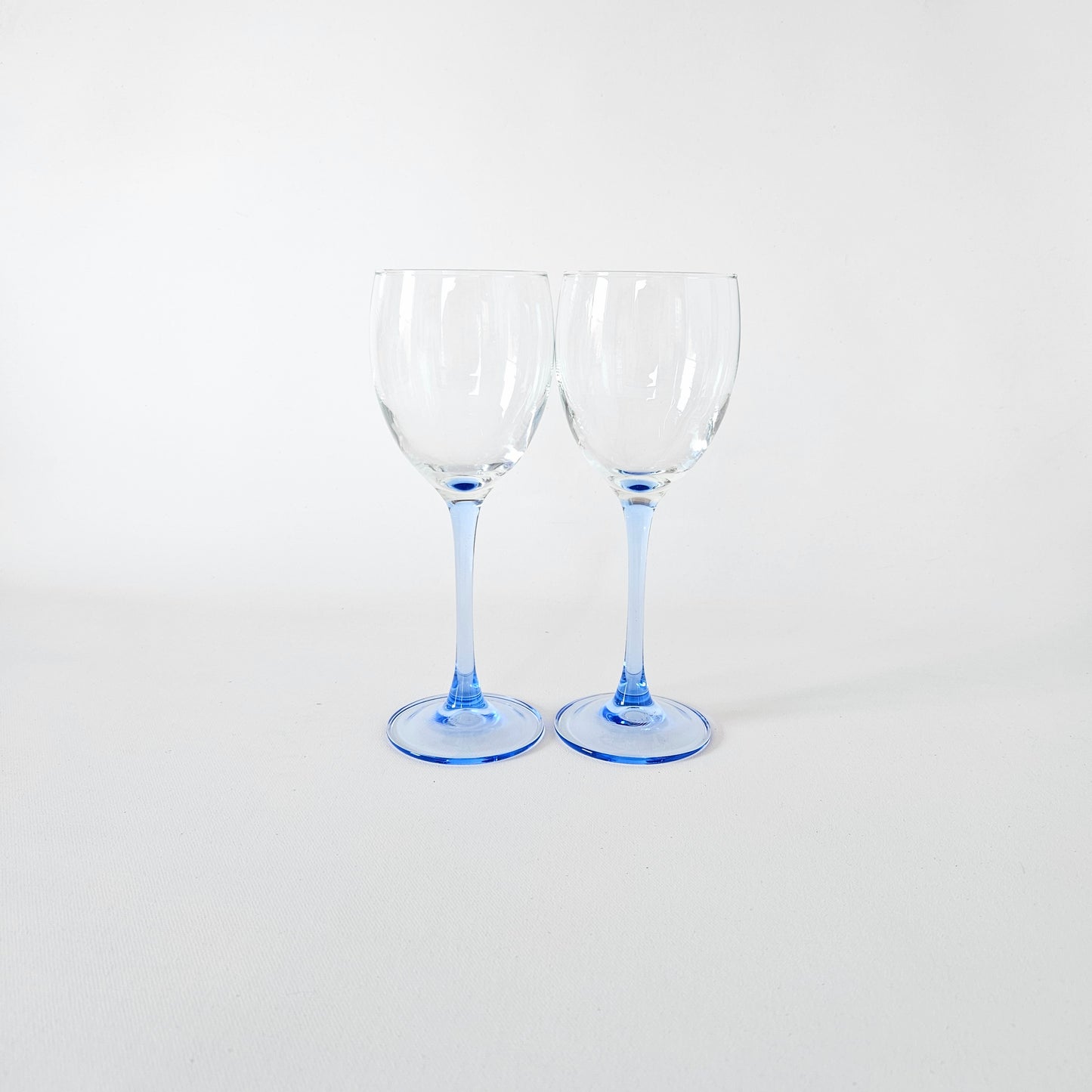 verres à pied bleu clair vintage Luminarc moyen x2