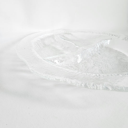 assiette de service xxl en verre texturé, IVV