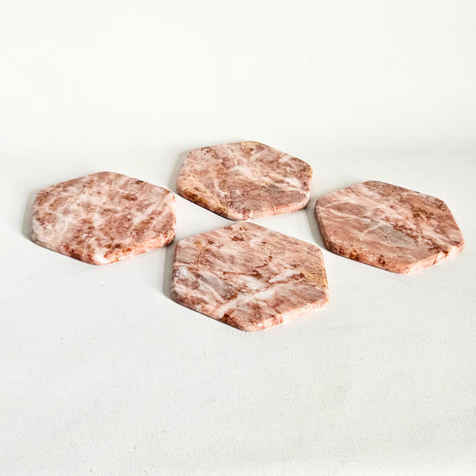 sous-verres en marbre rose x4