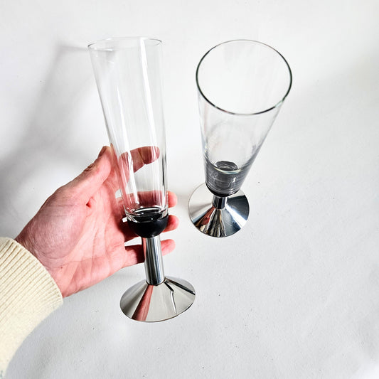 flûtes à pied chrome Oktett, Bodum x2