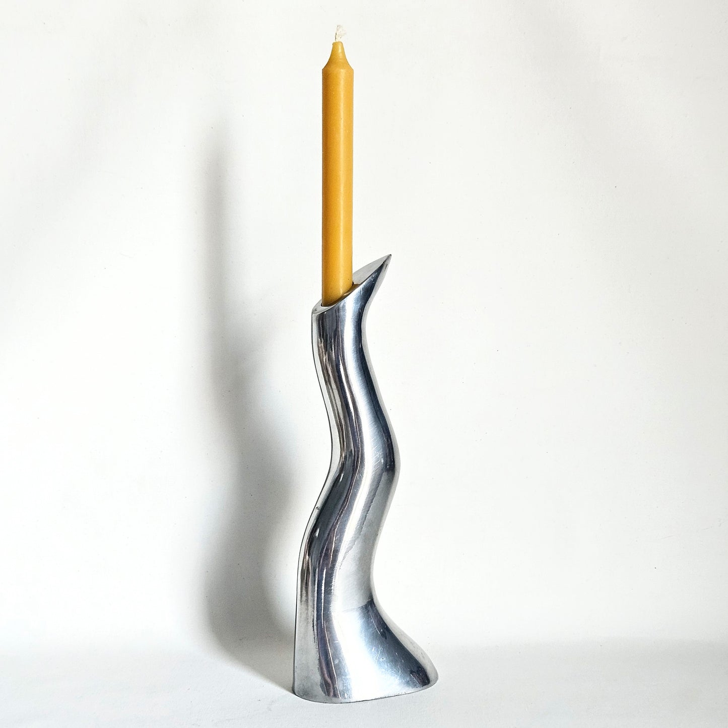 bougeoir sculptural chromé, par Anna Everlund, Ikea 1980s