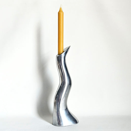 bougeoir sculptural chromé, par Anna Everlund, Ikea 1980s