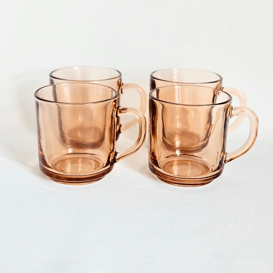 tasses en verre trempé rose x2