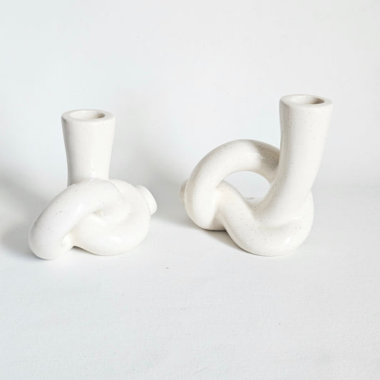 bougeoirs Torsade en céramique x2