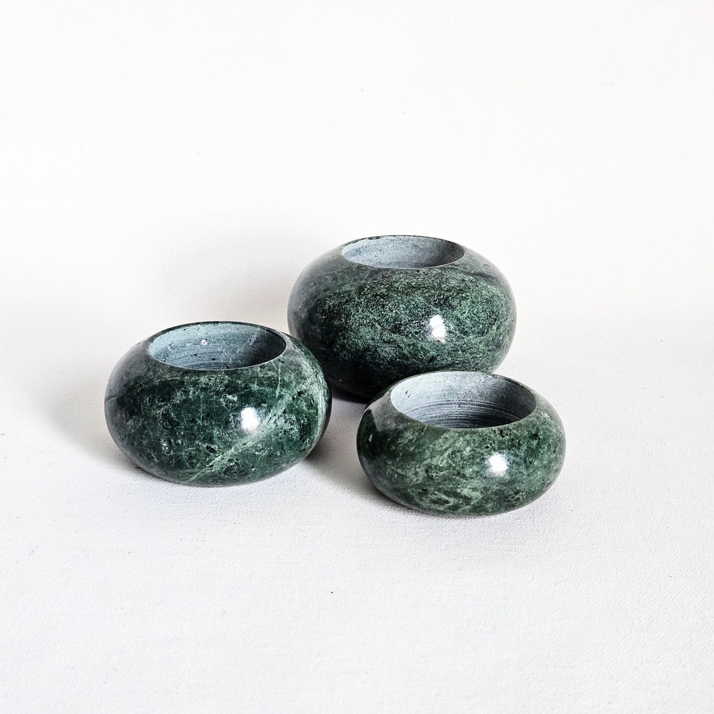 porte-lampions en marbre vert x3