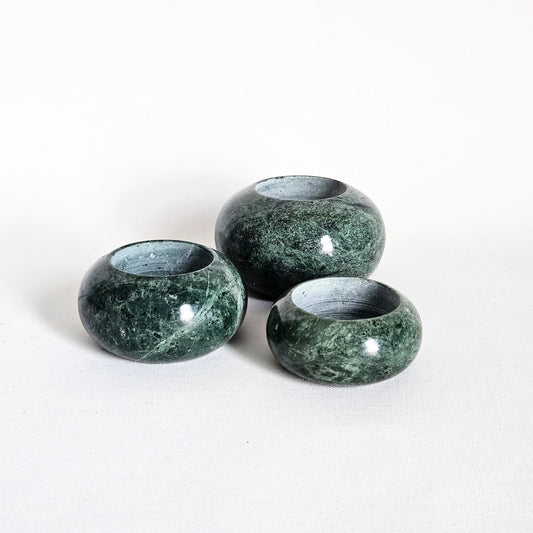 porte-lampions en marbre vert x3