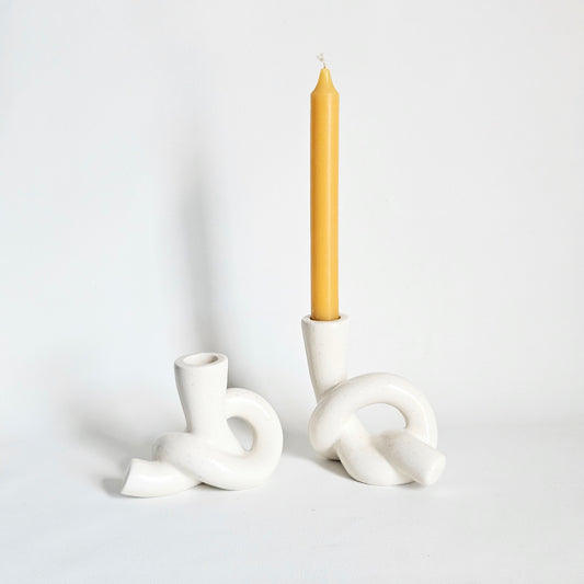 bougeoirs Torsade en céramique x2