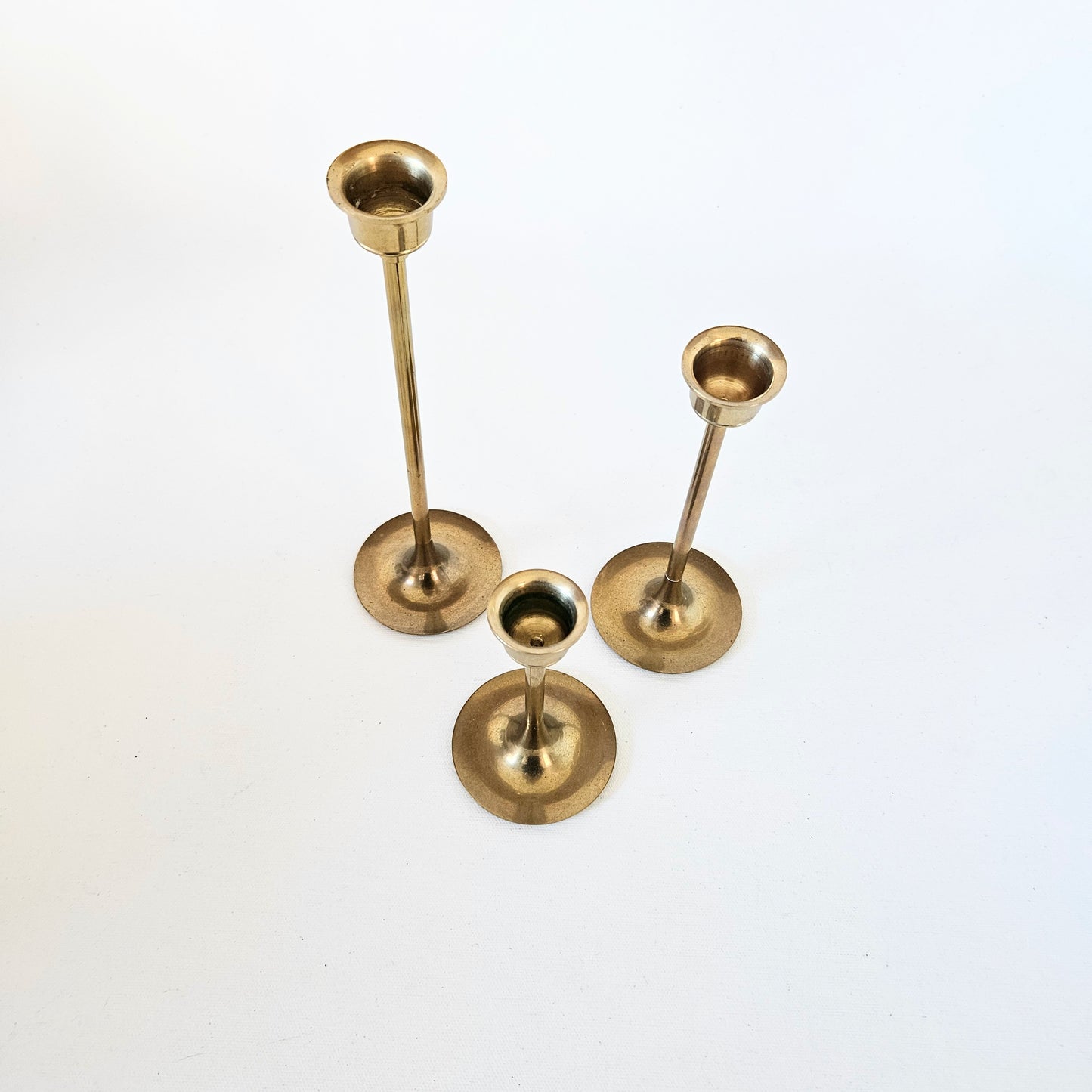 bougeoirs vintage en laiton x3