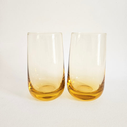 verres vintage jaunes x2