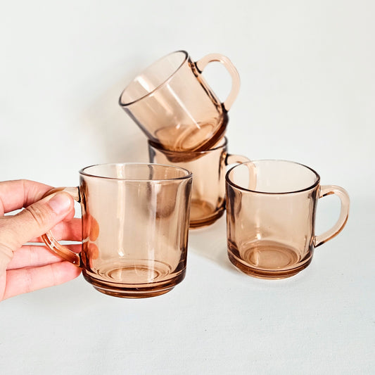 tasses en verre trempé rose x2