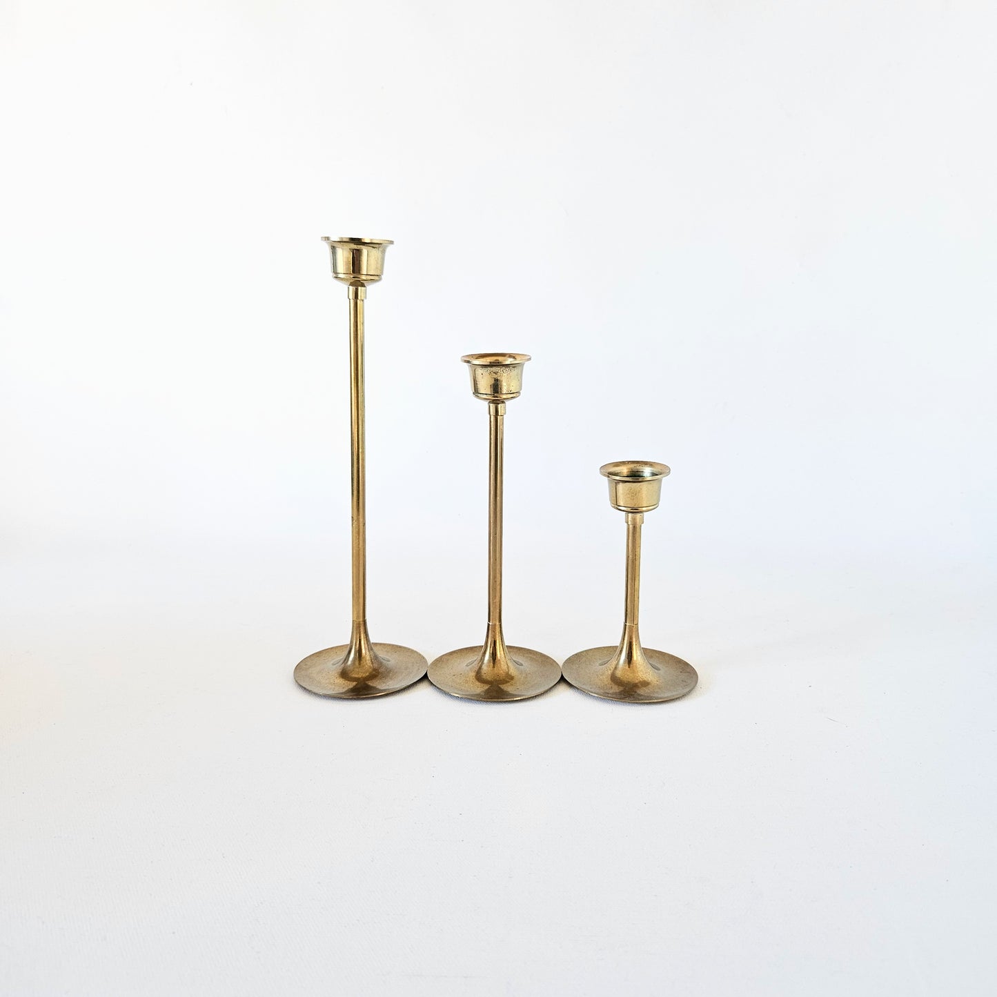 bougeoirs vintage en laiton x3