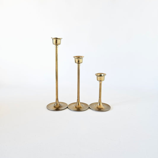 bougeoirs vintage en laiton x3