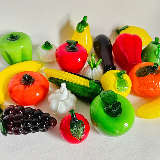 fruits et légumes en verre soufflé