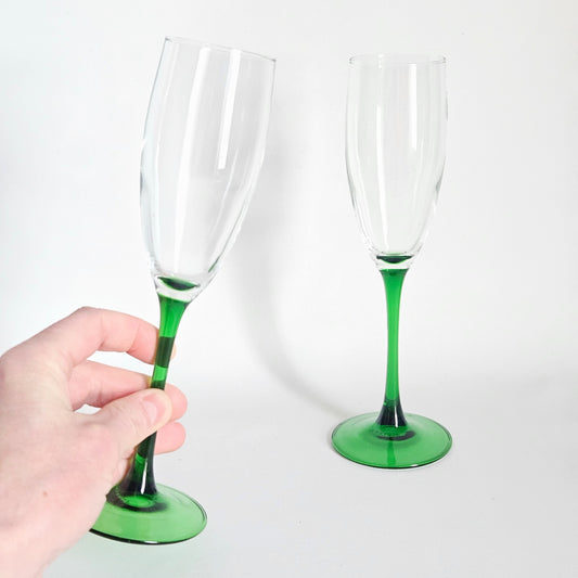 flûtes à pied vert, Luminarc France x2