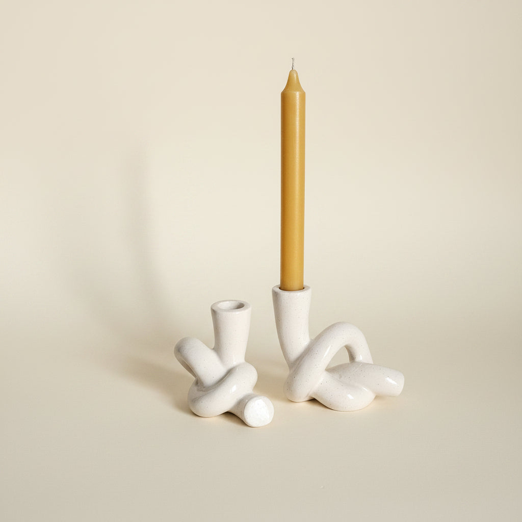 bougeoirs Torsade en céramique x2