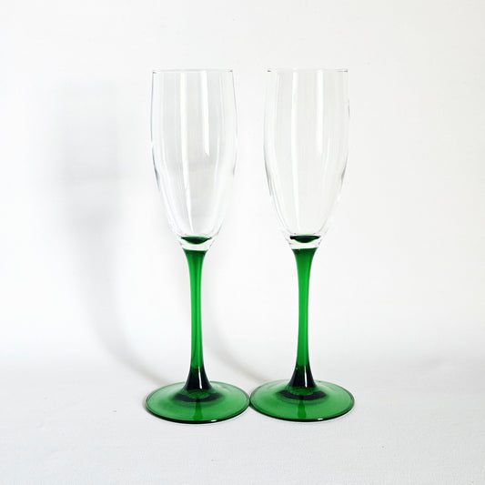 flûtes à pied vert, Luminarc France x2