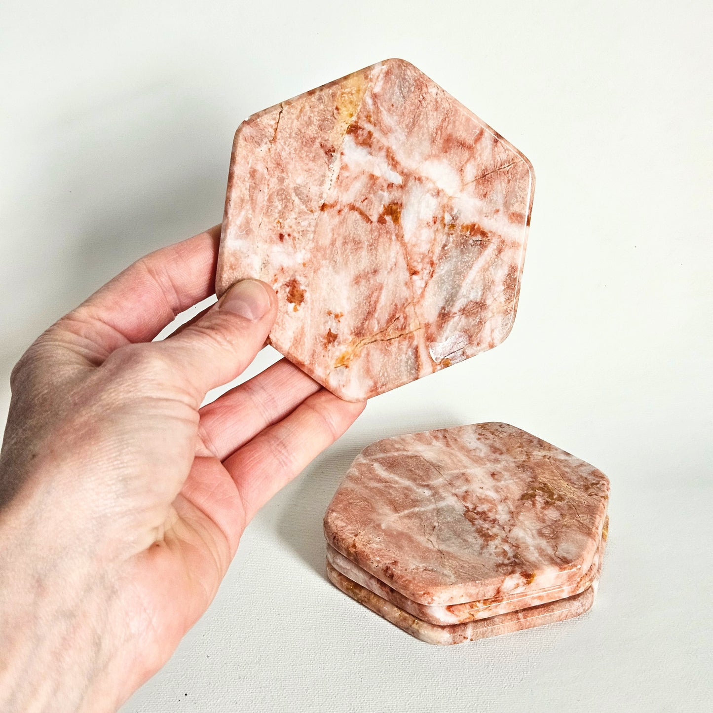 sous-verres en marbre rose x4