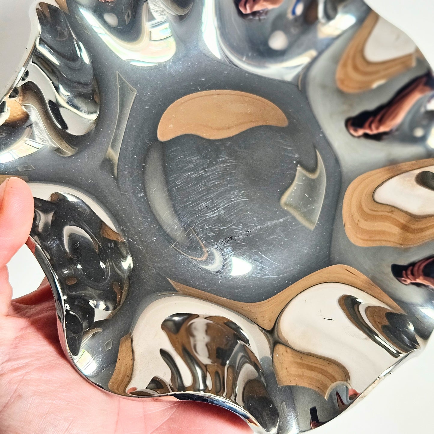 coupelle en verre chromé wavy