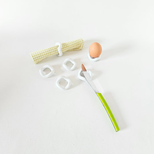 coquetiers-ronds de serviettes-porte-couteaux wavy x6