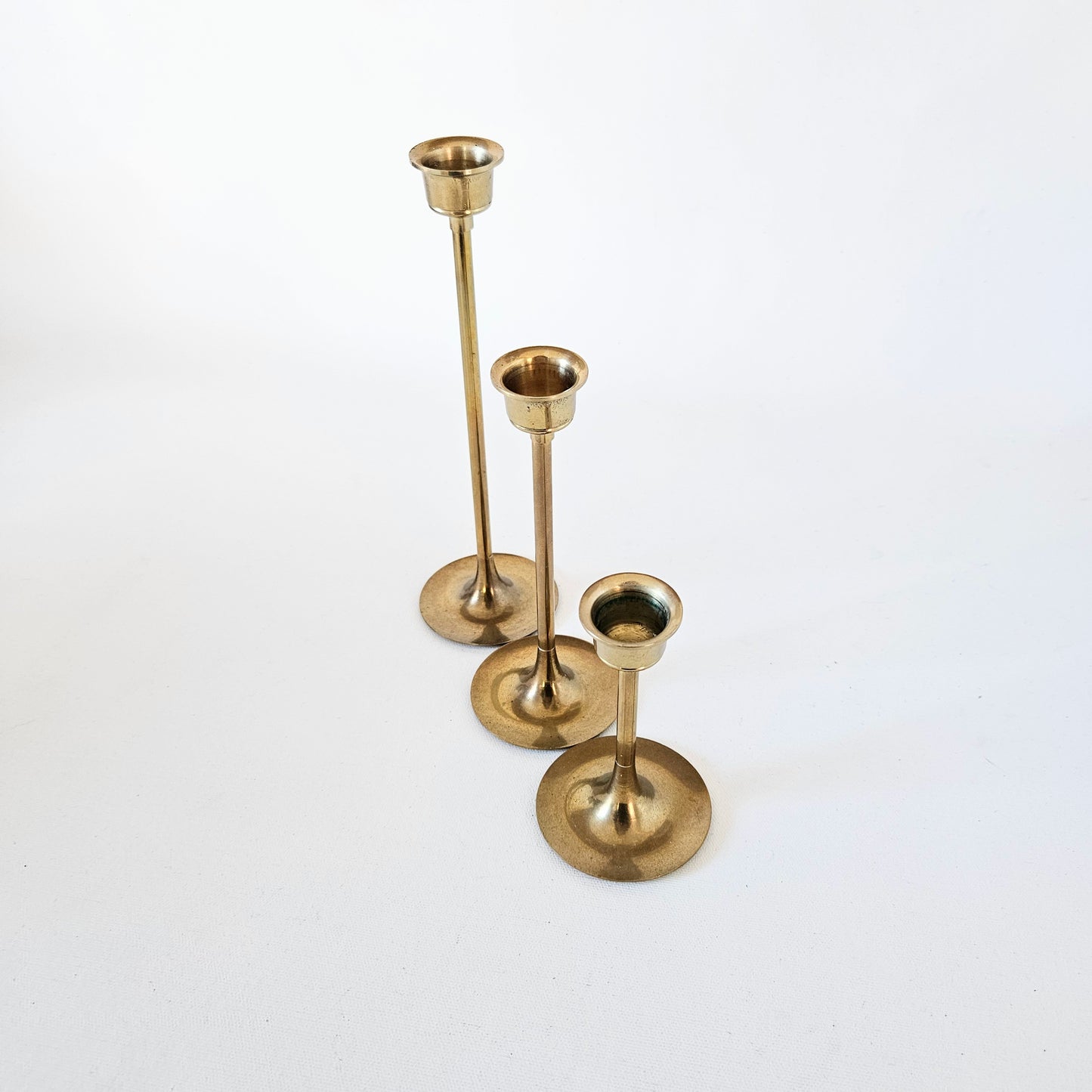 bougeoirs vintage en laiton x3