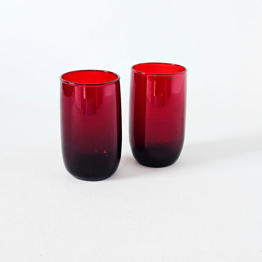 verres vintage rubis x2