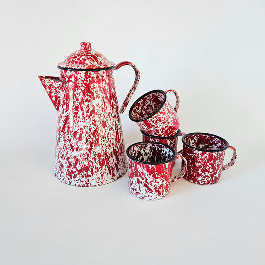 pichet+tasses en métal émaillé