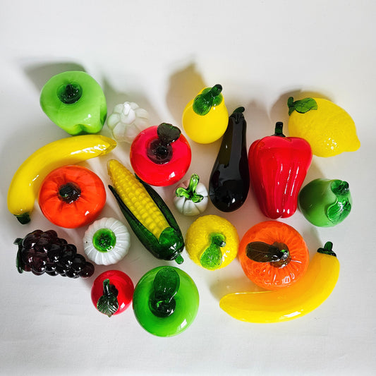 fruits et légumes en verre soufflé