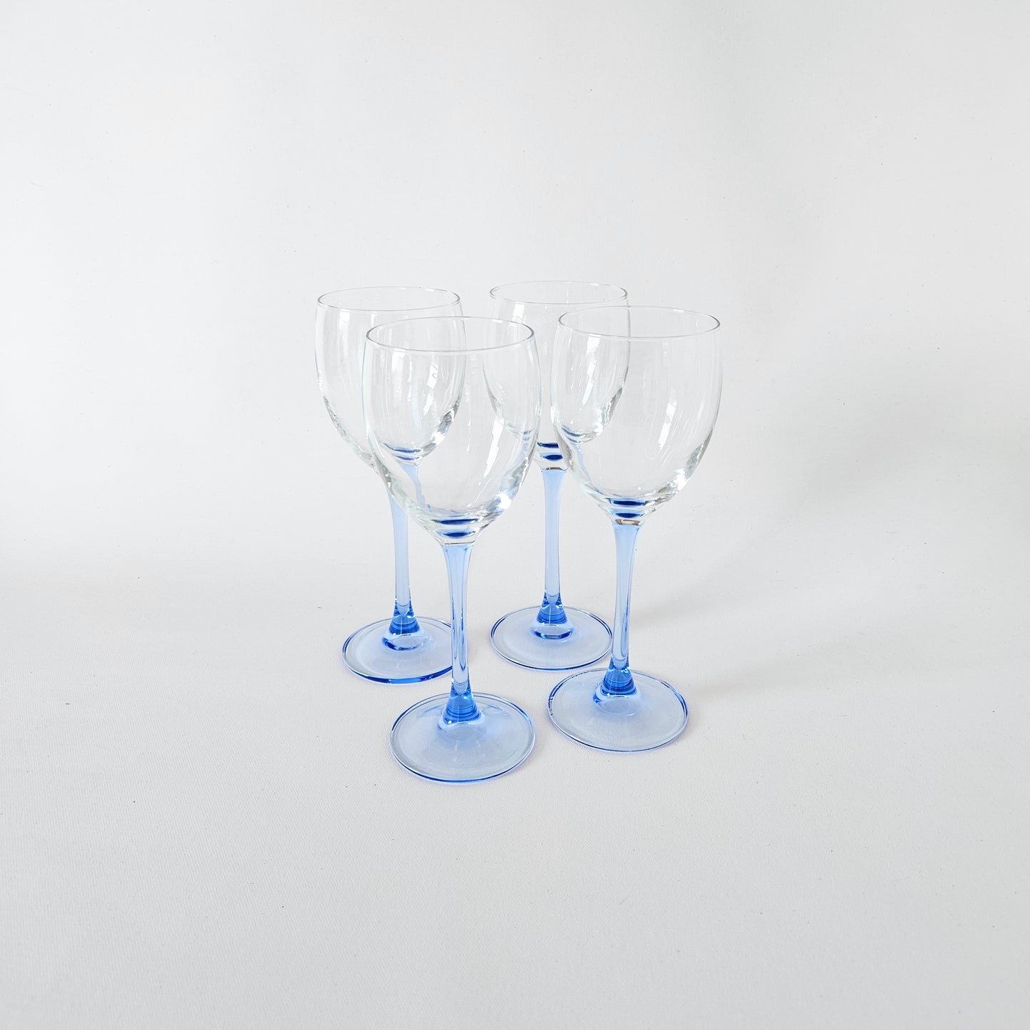 verres à pied bleu clair vintage Luminarc moyen x2