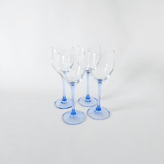 verres à pied bleu clair vintage Luminarc moyen x2