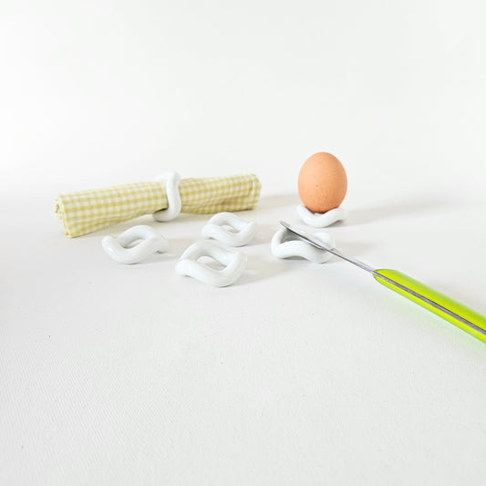 coquetiers-ronds de serviettes-porte-couteaux wavy x6