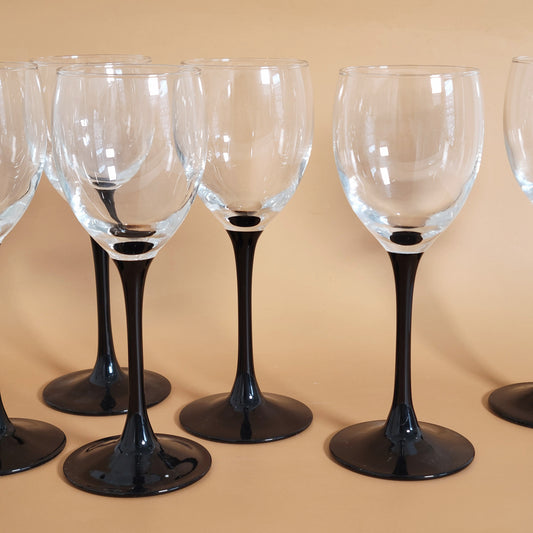 verres à pied noir vintage Luminarc x2